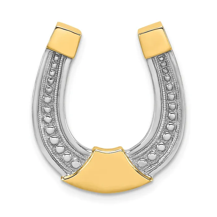 TreasureFineJewelers Charm Necklaces 14k w Rhodium Horseshoe Chain Slide Charm TreasureFineJewelers Charm Necklaces 14k w Rhodium Horseshoe Chain Slide Charm