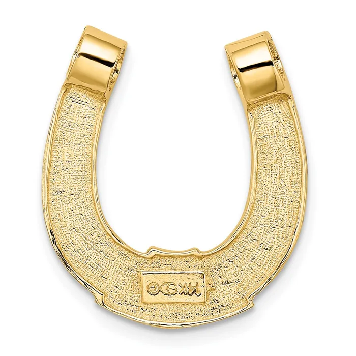 TreasureFineJewelers Charm Necklaces 14k w Rhodium Horseshoe Chain Slide Charm