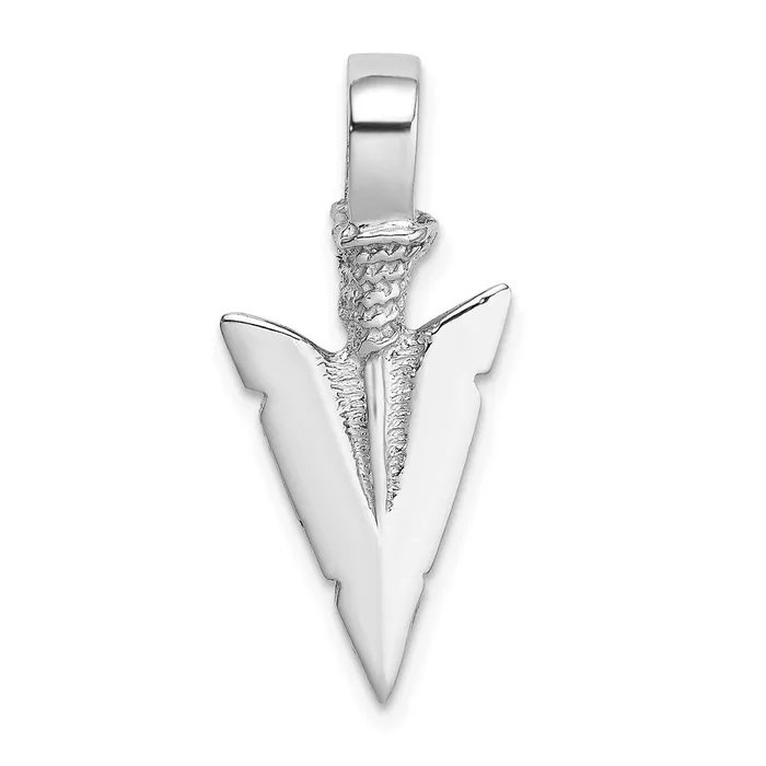 TreasureFineJewelers Charm Necklaces 14K White Gold 3D Arrowhead Charm