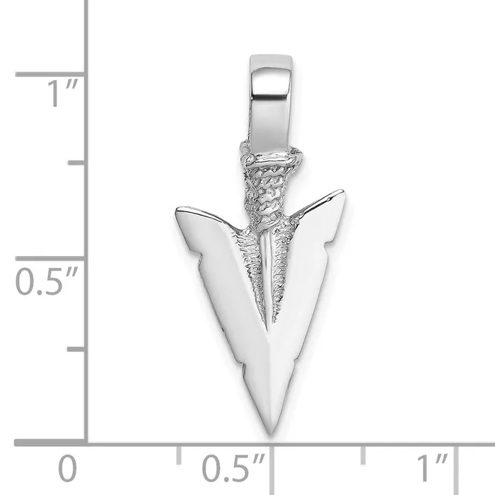 TreasureFineJewelers Charm Necklaces 14K White Gold 3D Arrowhead Charm