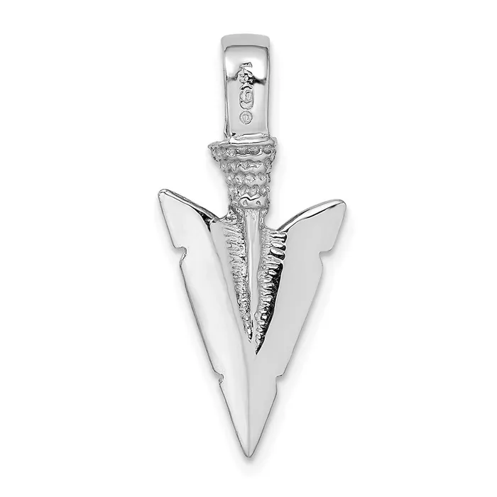 TreasureFineJewelers Charm Necklaces 14K White Gold 3D Arrowhead Charm