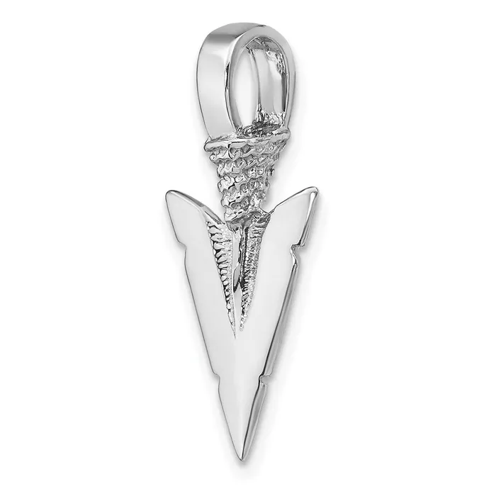 TreasureFineJewelers Charm Necklaces 14K White Gold 3D Arrowhead Charm