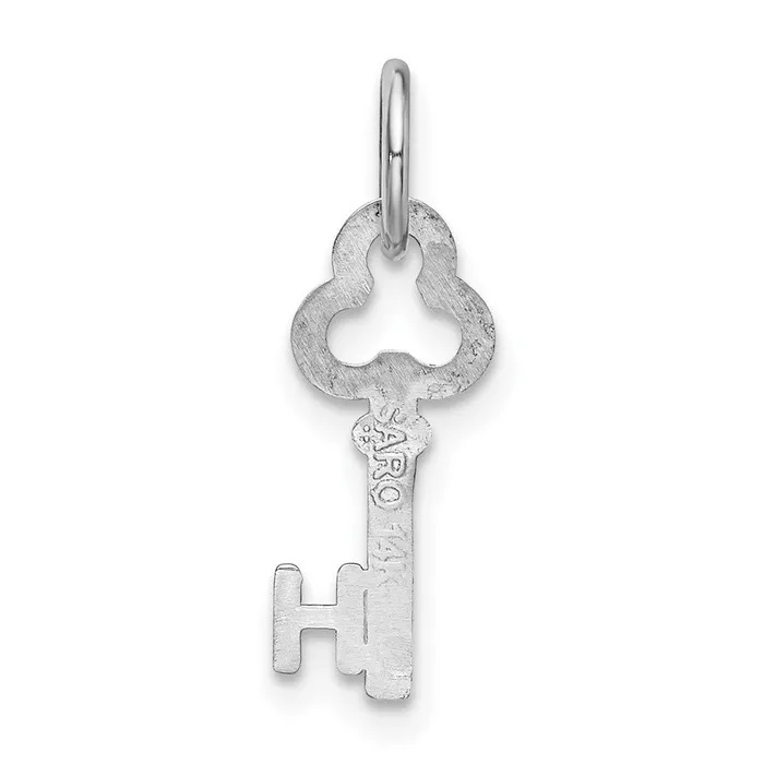 TreasureFineJewelers Charm Necklaces 14K White Gold Key Letter H Initial Charm