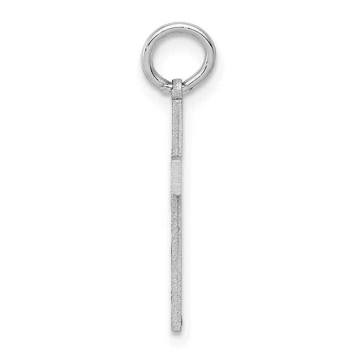 TreasureFineJewelers Charm Necklaces 14K White Gold Laser Designed Cross Charm