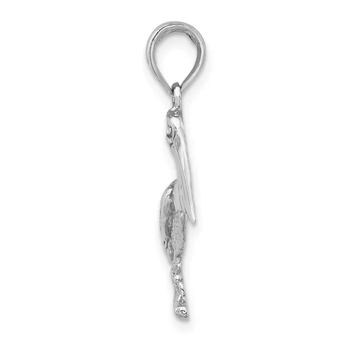 TreasureFineJewelers Charm Necklaces 14K White Gold Standing Pelican Charm