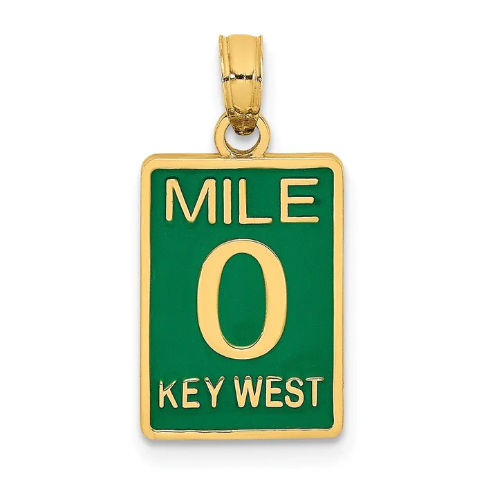 TreasureFineJewelers Charm Necklaces 14k Yellow Gold Enamel Mile Marker 0 KEY WEST Charm TreasureFineJewelers Charm Necklaces 14k Yellow Gold Enamel Mile Marker 0 KEY WEST Charm
