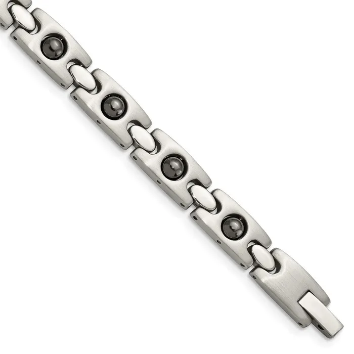 TreasureFineJewelers Chisel Stainless Steel Brushed and Polished with Magnetic Ball Accent 85 inch Link Bracelet Bracelets TreasureFineJewelers Chisel Stainless Steel Brushed and Polished with Magnetic Ball Accent 85 inch Link Bracelet Bracelets