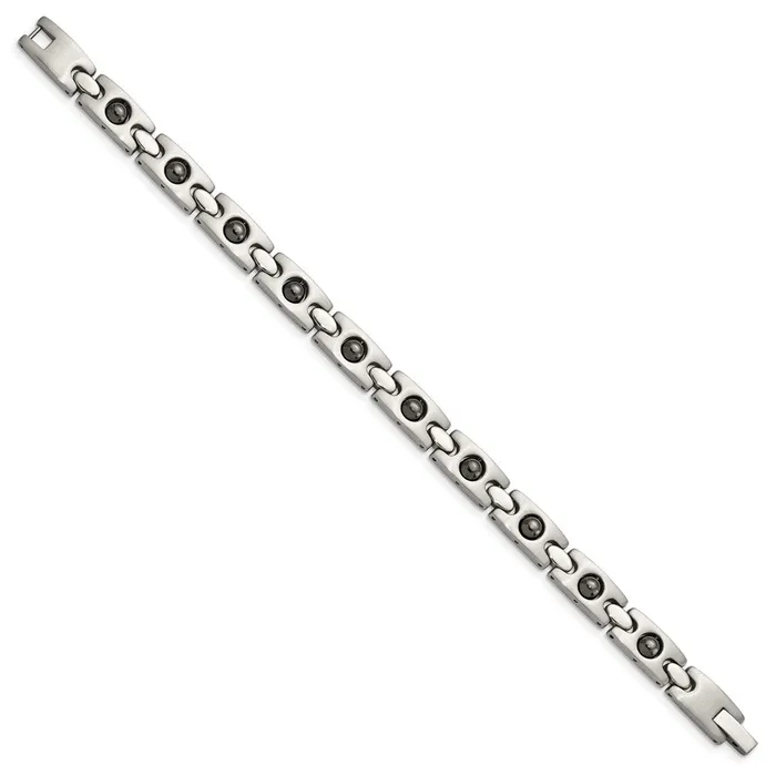 TreasureFineJewelers Chisel Stainless Steel Brushed and Polished with Magnetic Ball Accent 85 inch Link Bracelet Bracelets