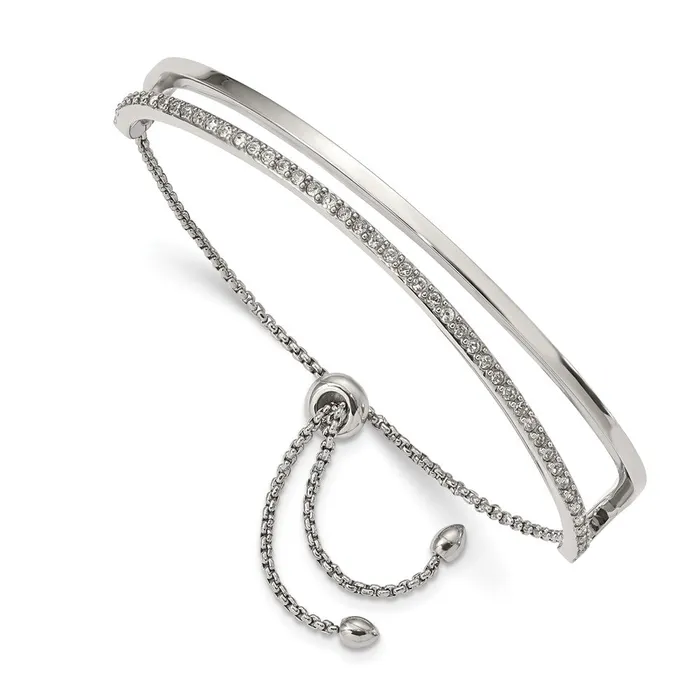 TreasureFineJewelers Chisel Stainless Steel Polished with Crystals from Swarovski Adjustable Bangle Bracelet Bracelets TreasureFineJewelers Chisel Stainless Steel Polished with Crystals from Swarovski Adjustable Bangle Bracelet Bracelets