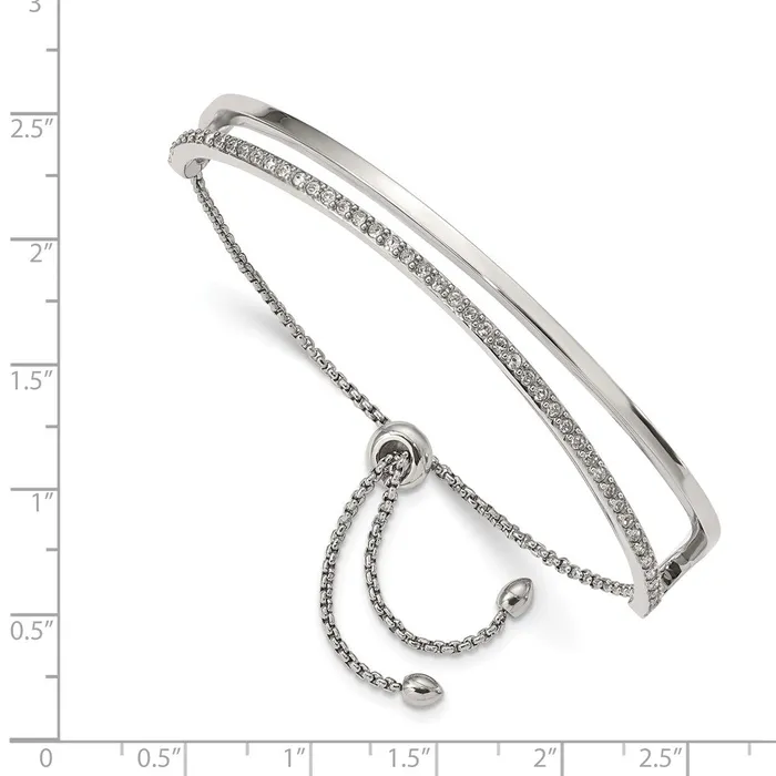 TreasureFineJewelers Chisel Stainless Steel Polished with Crystals from Swarovski Adjustable Bangle Bracelet Bracelets