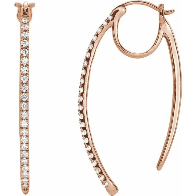 TreasureFineJewelers Earrings 14K Rose 12 CTW Diamond Hoop Earrings