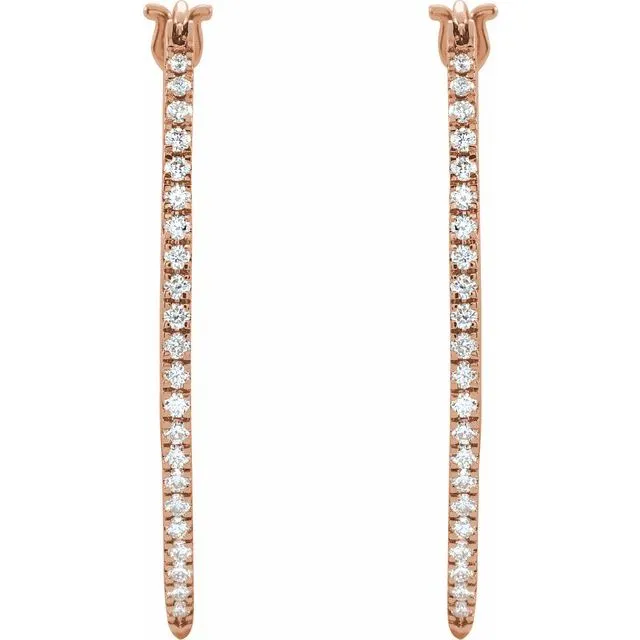 TreasureFineJewelers Earrings 14K Rose 12 CTW Diamond Hoop Earrings