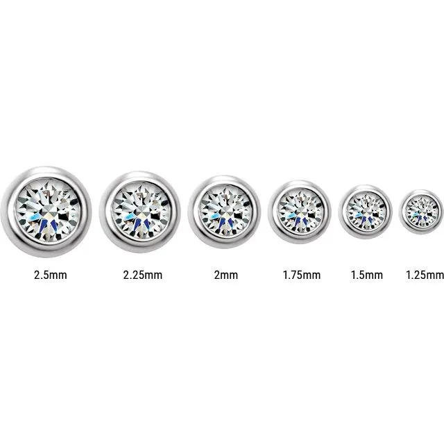 TreasureFineJewelers Earrings 14K Rose Gold 25 mm Round Natural Pink Tourmaline Micro Bezel Single Stud Earring
