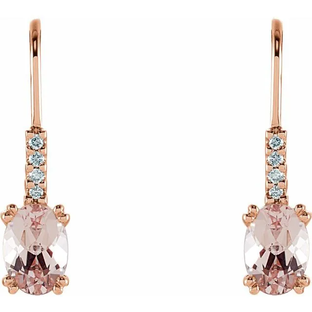 TreasureFineJewelers Earrings 14K Rose Morganite 05 CTW Diamond Earrings