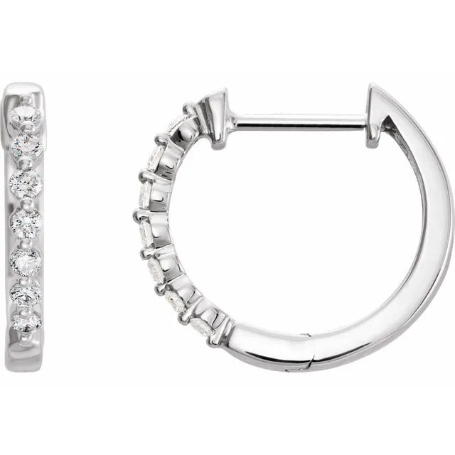 TreasureFineJewelers Earrings 14K White 15 CTW Diamond 1525 mm Hoop Earrings TreasureFineJewelers Earrings 14K White 15 CTW Diamond 1525 mm Hoop Earrings