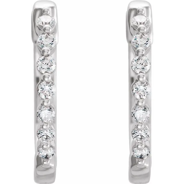 TreasureFineJewelers Earrings 14K White 15 CTW Diamond 1525 mm Hoop Earrings
