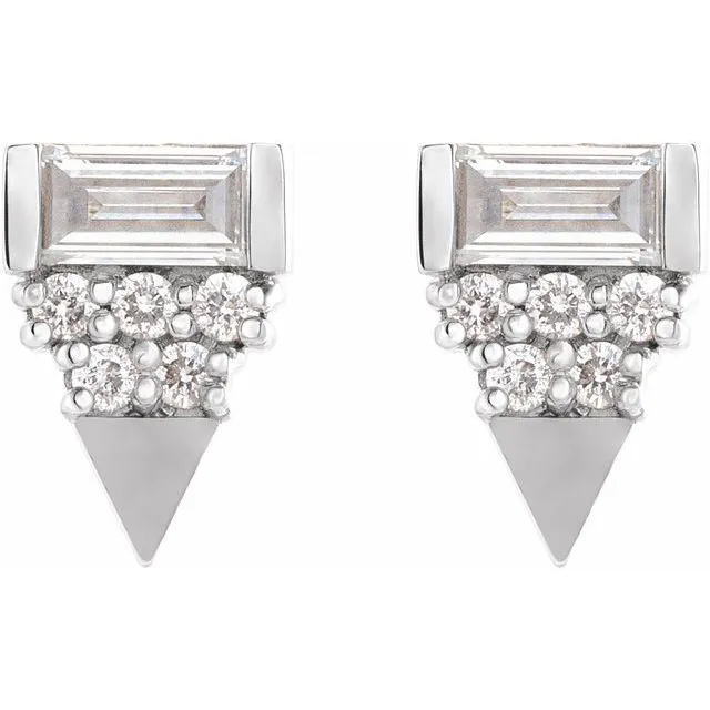 TreasureFineJewelers Earrings 14K White Gold 14 CTW Natural Diamond Geometric Earrings