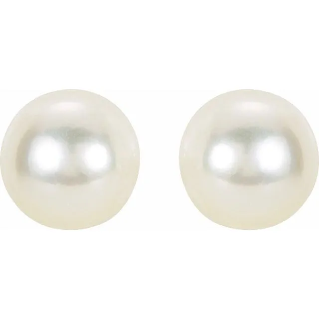 TreasureFineJewelers Earrings 14K White Gold 7 mm Cultured White Gold Akoya Pearl Earrings
