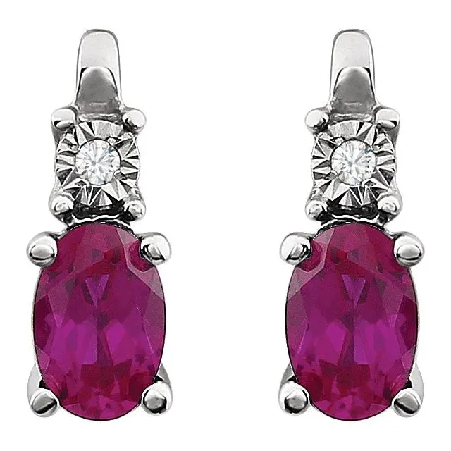 TreasureFineJewelers Earrings 14K White Gold LabGrown Ruby 02 CTW Natural Diamond Earrings