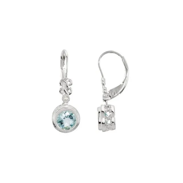 TreasureFineJewelers Earrings 14K White Gold Natural Aquamarine 02 CTW Natural Diamond Earrings TreasureFineJewelers Earrings 14K White Gold Natural Aquamarine 02 CTW Natural Diamond Earrings