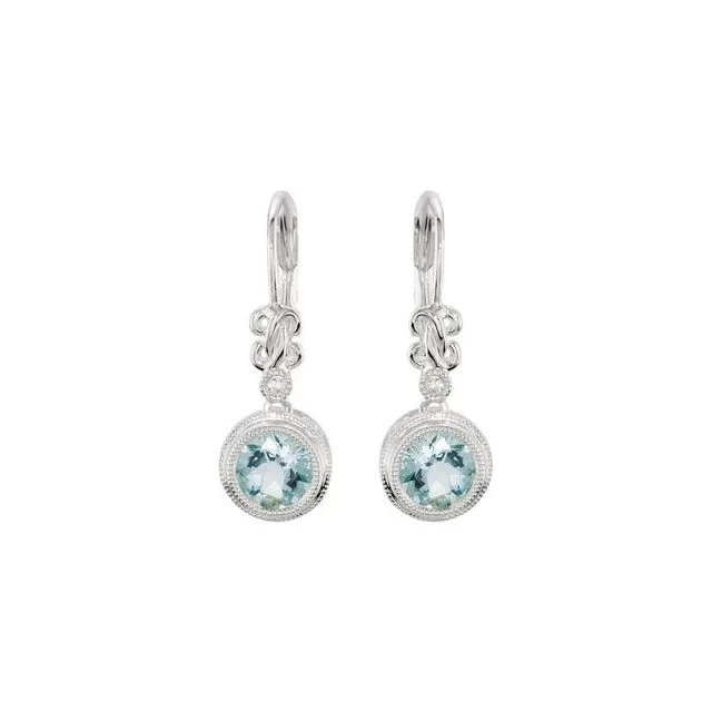 TreasureFineJewelers Earrings 14K White Gold Natural Aquamarine 02 CTW Natural Diamond Earrings