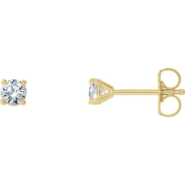 TreasureFineJewelers Earrings 14K Yellow Gold 13 CTW Natural Diamond CocktailStyle Friction Post Earrings