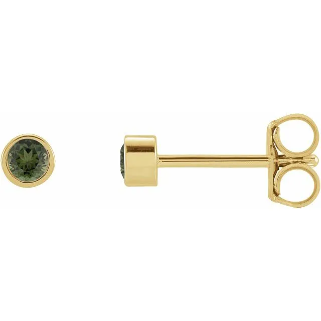 TreasureFineJewelers Earrings 14K Yellow Gold 25 mm Round Natural Green Tourmaline Micro BezelSet Earrings TreasureFineJewelers Earrings 14K Yellow Gold 25 mm Round Natural Green Tourmaline Micro BezelSet Earrings