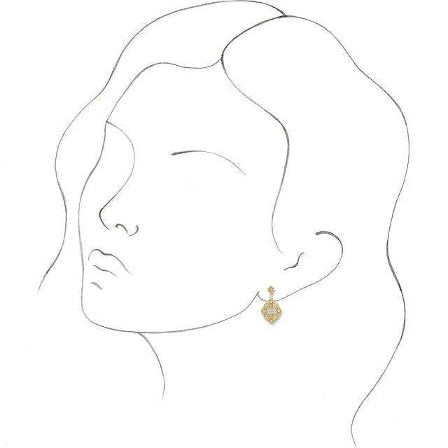 TreasureFineJewelers Earrings 14K Yellow Gold 38 CTW Natural Diamond VintageInspired Earrings