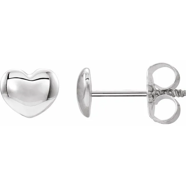 TreasureFineJewelers Earrings Platinum 59x54 mm Youth Puffed Heart Earrings