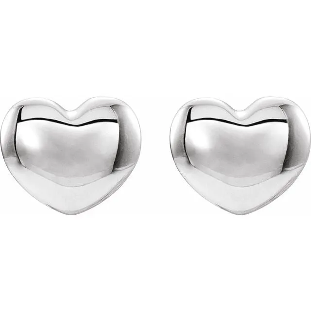 TreasureFineJewelers Earrings Platinum 59x54 mm Youth Puffed Heart Earrings