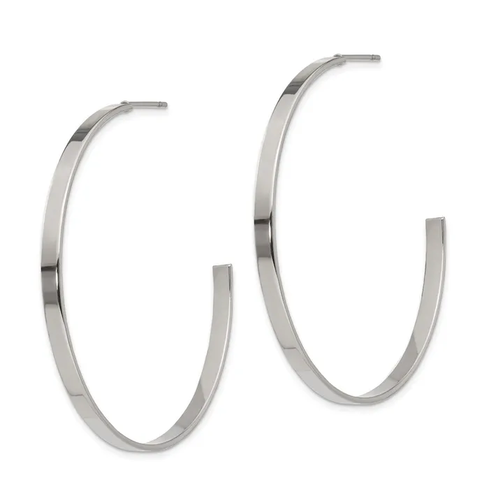 TreasureFineJewelers Earrings Stainless Steel Polished 44mm Diameter J Hoop Post Earrings