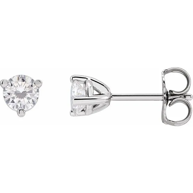 TreasureFineJewelers Earrings Sterling Silver 4 mm Round Stuller LabGrown Moissanite Earrings TreasureFineJewelers Earrings Sterling Silver 4 mm Round Stuller LabGrown Moissanite Earrings