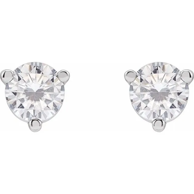 TreasureFineJewelers Earrings Sterling Silver 4 mm Round Stuller LabGrown Moissanite Earrings