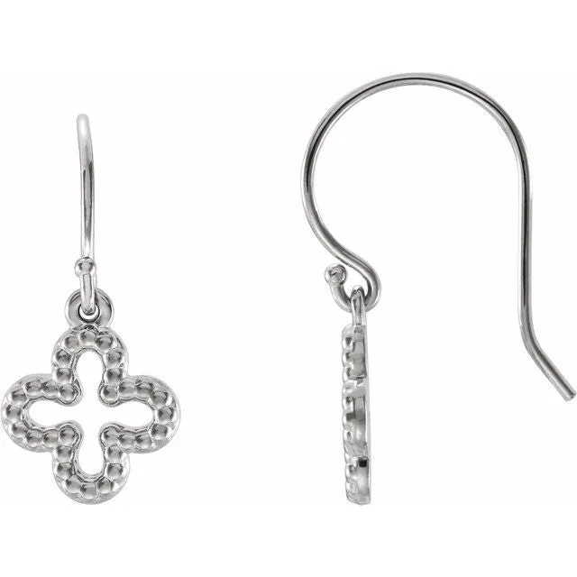 TreasureFineJewelers Earrings Sterling Silver Beaded Clover Earrings