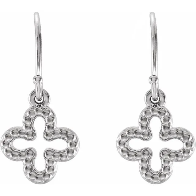TreasureFineJewelers Earrings Sterling Silver Beaded Clover Earrings