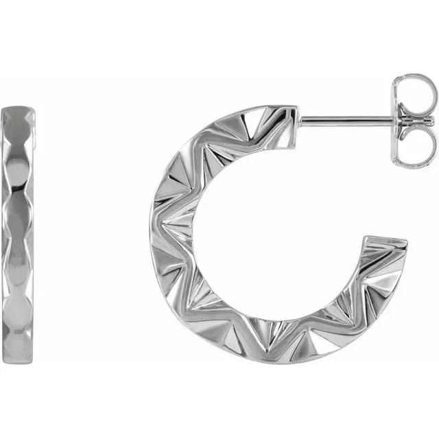 TreasureFineJewelers Earrings Sterling Silver Geometric Hoop Earrings