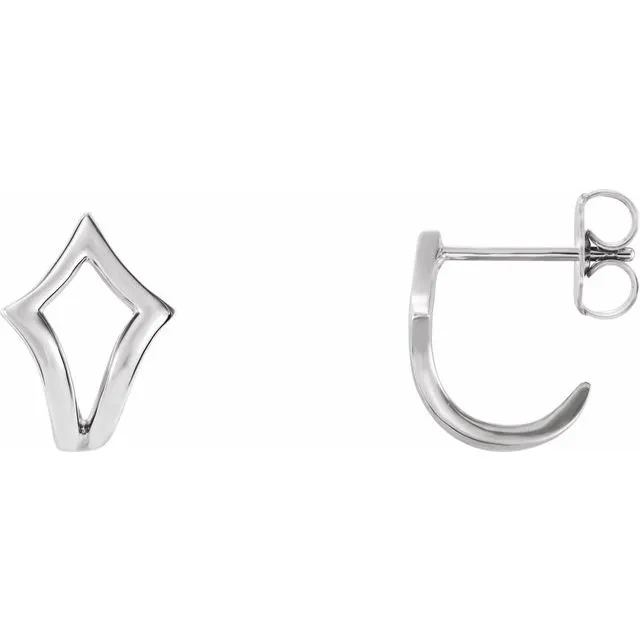 TreasureFineJewelers Earrings Sterling Silver Geometric JHoop Earrings