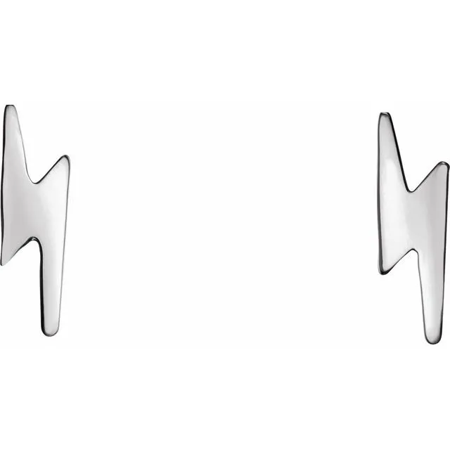 TreasureFineJewelers Earrings Sterling Silver Lightning Bolt Earrings