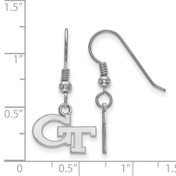 TreasureFineJewelers Earrings Sterling Silver Rhodiumplated Georgia Institute of Technology GT Extra Small Dangle Wire Earrings