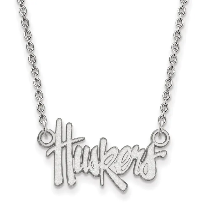 TreasureFineJewelers Necklaces 10K White Gold University of Nebraska Small Pendant with Necklace TreasureFineJewelers Necklaces 10K White Gold University of Nebraska Small Pendant with Necklace