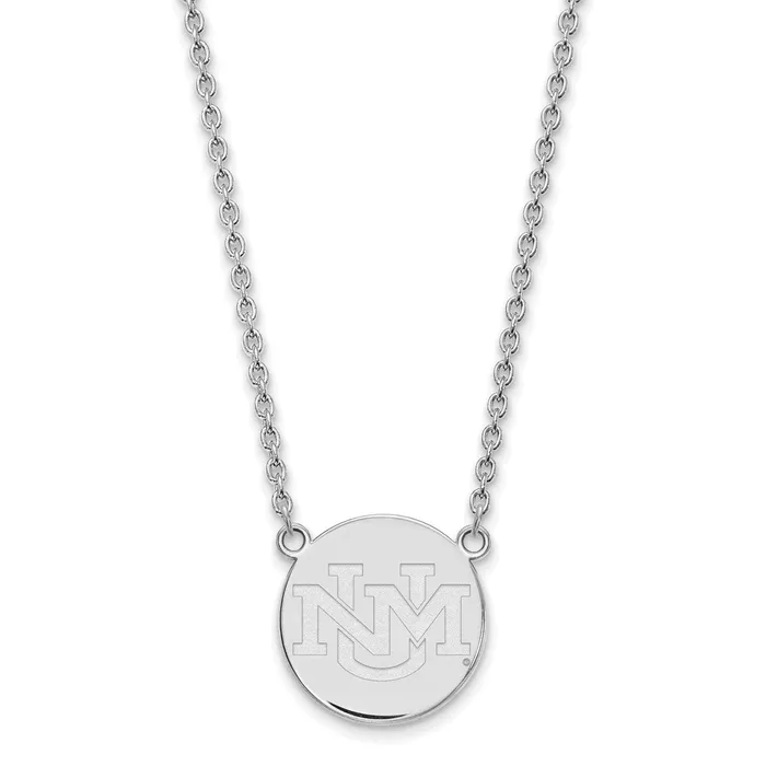 TreasureFineJewelers Necklaces 10K White Gold University of New Mexico Large Pendant with Necklace