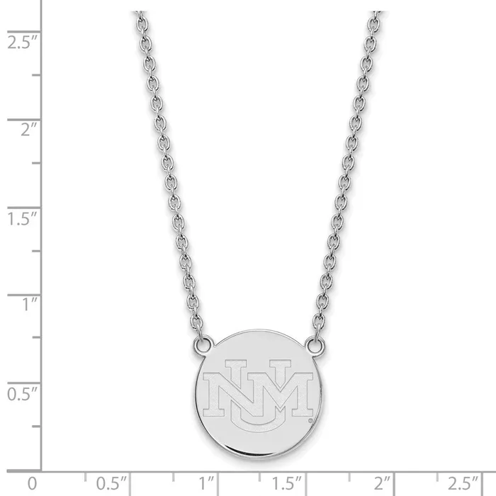 TreasureFineJewelers Necklaces 10K White Gold University of New Mexico Large Pendant with Necklace