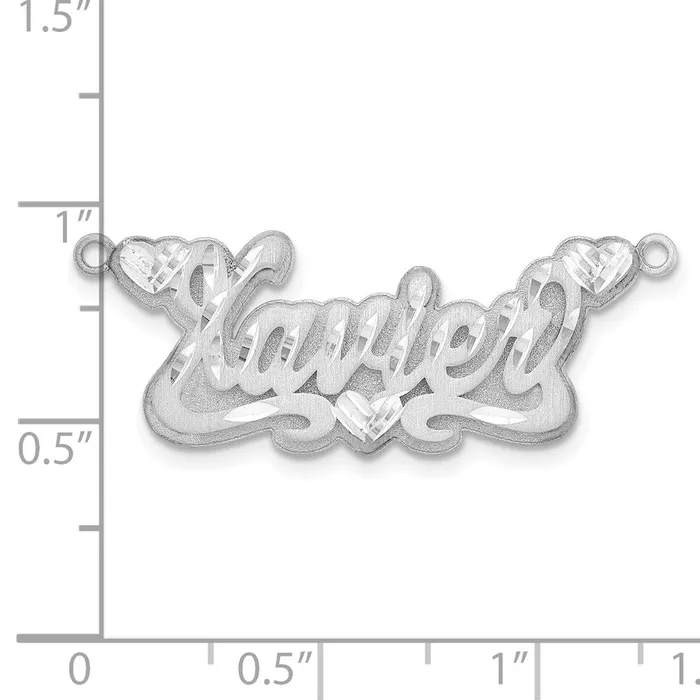 TreasureFineJewelers Necklaces 10KW 3D Satin Diamondcut Hearts Name Plate