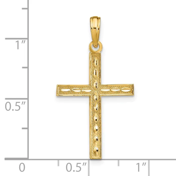 TreasureFineJewelers Necklaces 14K Reversible FAITH HOPE LOVE Cross Pendant