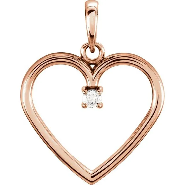 TreasureFineJewelers Necklaces 14K Rose 04 CTW Diamond Heart Pendant