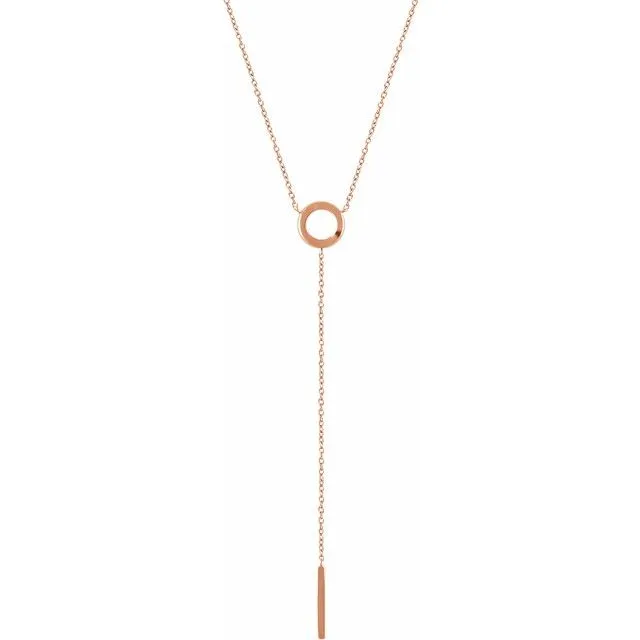 TreasureFineJewelers Necklaces 14K Rose Circle Bar Y 1618 Necklace