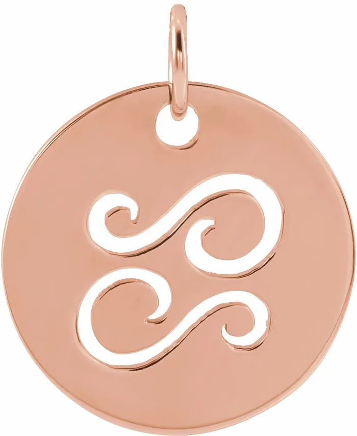TreasureFineJewelers Necklaces 14K Rose Gold 165 mm Cancer Zodiac Disc Pendant TreasureFineJewelers Necklaces 14K Rose Gold 165 mm Cancer Zodiac Disc Pendant