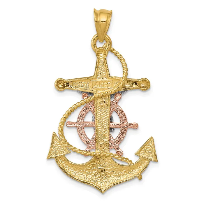 TreasureFineJewelers Necklaces 14k Tricolor Mariners Cross Pendant