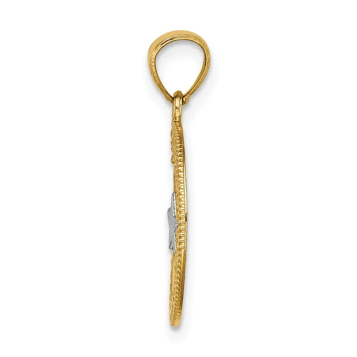 TreasureFineJewelers Necklaces 14K wRhodium Star Moon Pendant