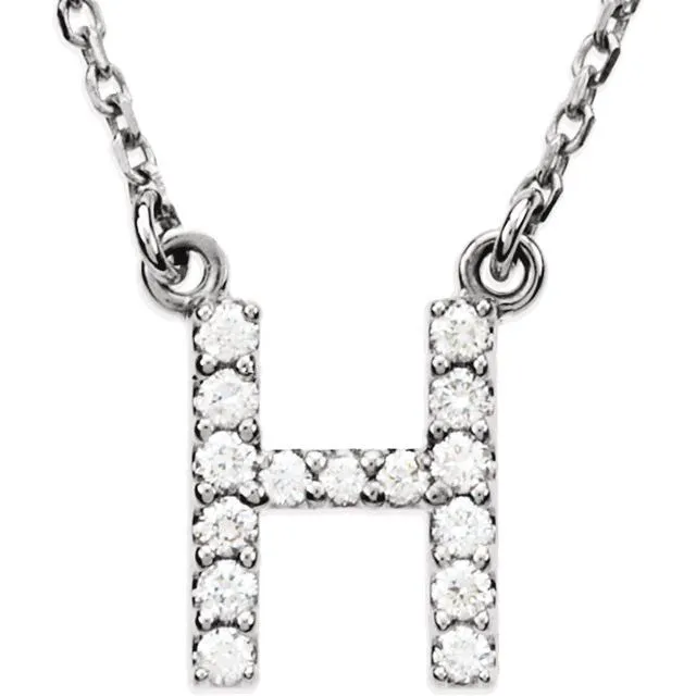 TreasureFineJewelers Necklaces 14K White Gold 16 CTW Natural Diamond Initial H 16 Necklace TreasureFineJewelers Necklaces 14K White Gold 16 CTW Natural Diamond Initial H 16 Necklace
